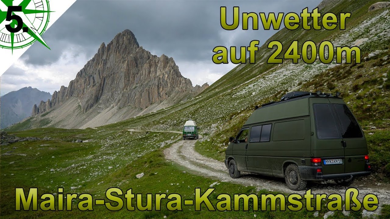 Unwetter auf 2400m Höhe | Offroad | Maira Stura Kammstraße West Alpen | VW T4 Syncro Camper | # 5.