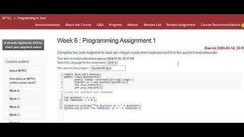 NPTEL Programming In Java Week 6 Programming Assignment 1 Answers l March 2024