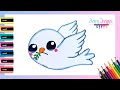 Cómo dibujar una PALOMA kawaii fácil- Paso a paso