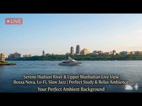 🔴 Live View of the Hudson River and Upper Manhattan skyline while enjoying smooth jazz from Hudson — New York, NY live camera thumbnail