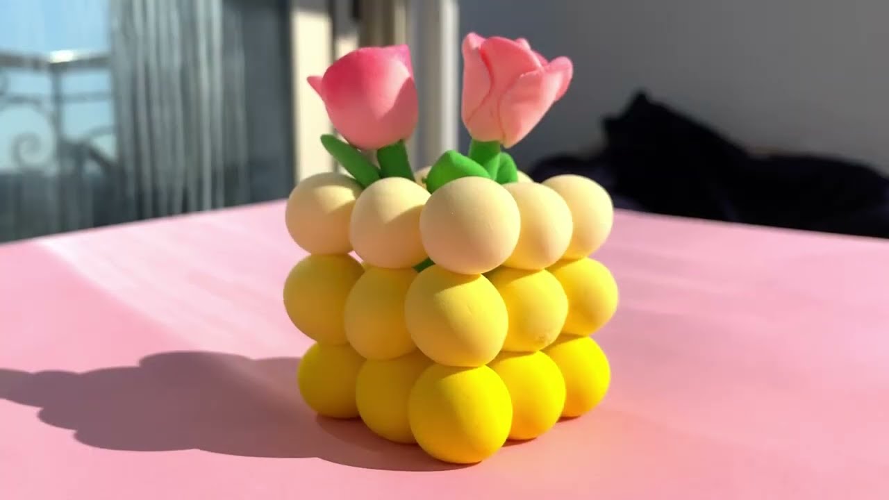 اشكال بالصلصال الفوم 🌷اصنعي بنفسك فازة جميله في دقائق  🌷 Easy DIY Foam Clay Vase | Home Decor