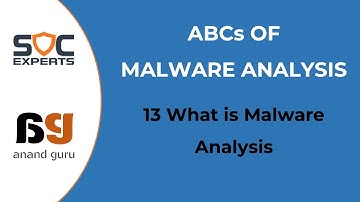 SOC Experts - Anand Guru - Malware Analysis - 13 What is Malware Analysis