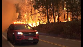 DIXIE FIRE:  Raw Video Of Flames Jumping Over Highway 89 As Dixie Wildfire Firefight Intensifies