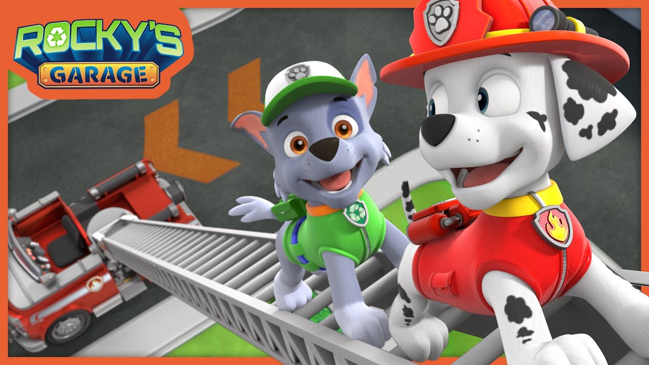 Chase's Emergency Light Goes Out! - Rocky's Garage - PAW Patrol Cartoons for Kids