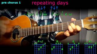 Video thumbnail of "repeating days r5 guitar chords"