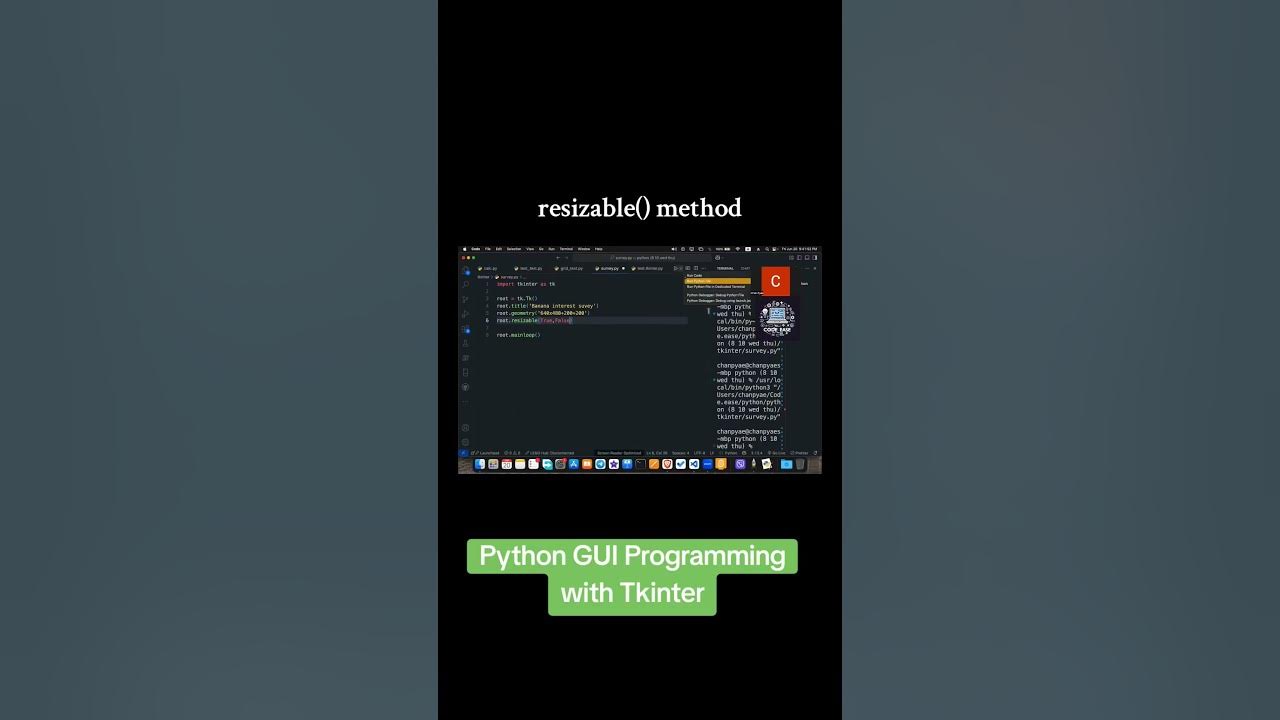 resizable () method😊Python GUI Programming with Tkinter. #python #for # ...