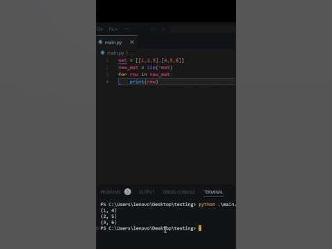 Python trick : Transposing a matrix 💥😎🔥| Did you knew this ?? - YouTube