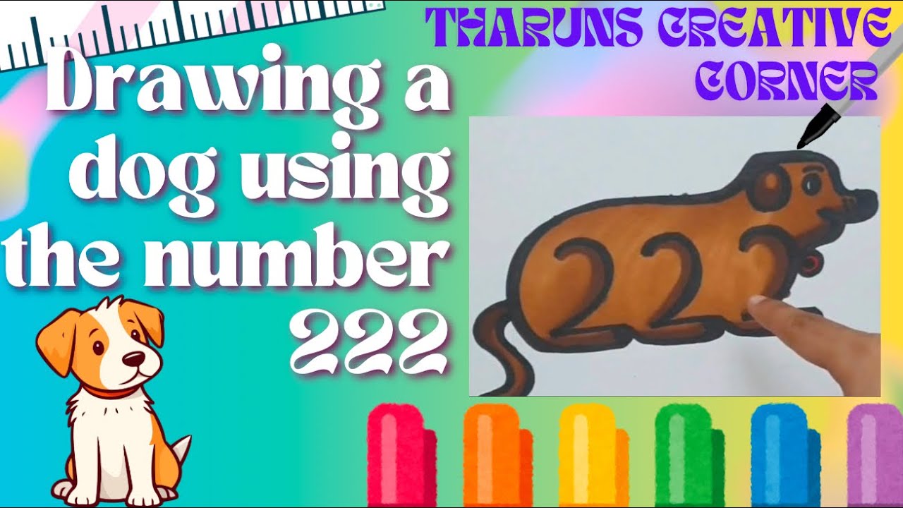 How to draw a dog using the no 222! Easy, Must Try!, For beginners ...