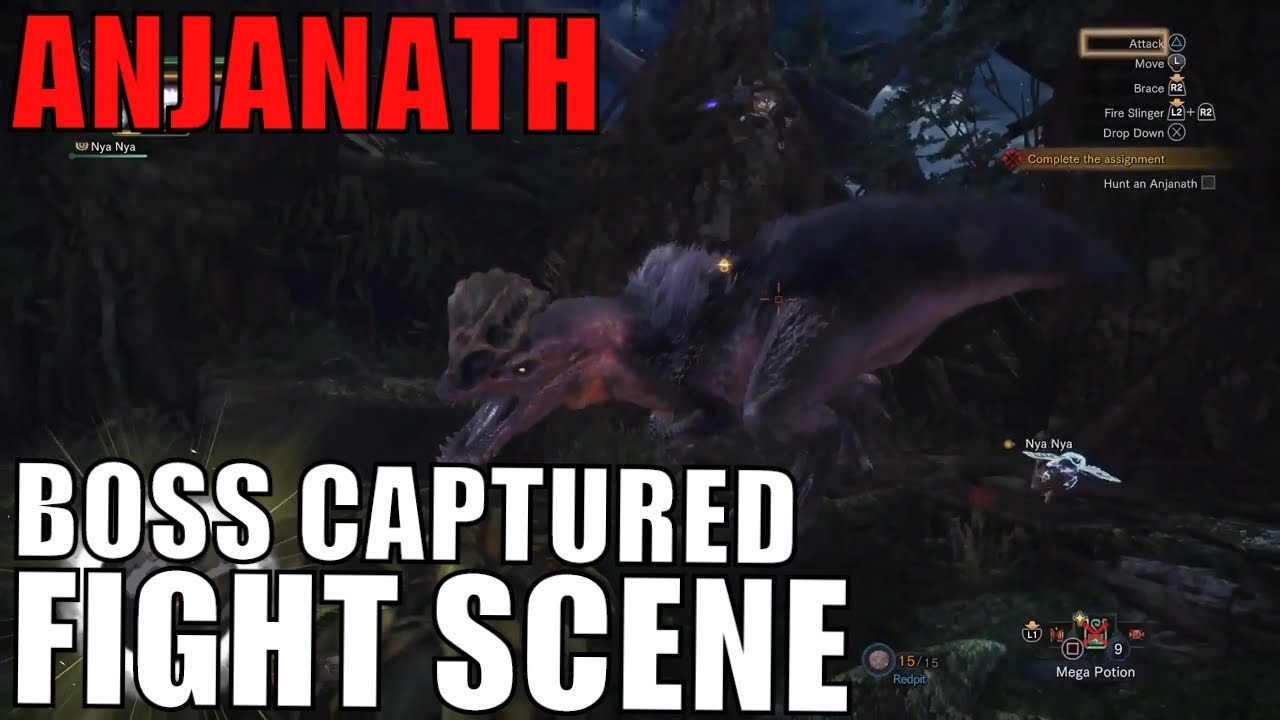 Monster Hunter World - Anjanath Solo Captured / Boss Fight Scene [Insect Glaive]