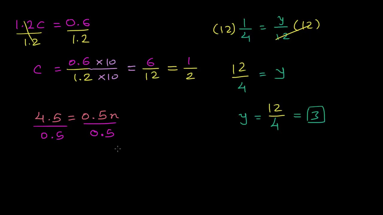 One-step multiplication & division equations: fractions & decimals ...
