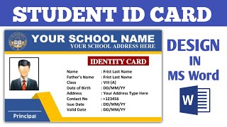  Student ID Card Design in MS Word | Student School Card design Easy Tutorial 2025