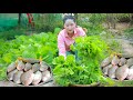 Countryfood cooking with sross family  fresh fish ball spinach soup corn dessert fish fry recipe