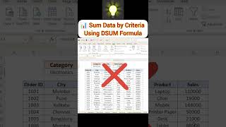 🔥 DSUM Formula = Smart Data Analysis✅ | @DecodewithDiksha8 | #exceltips #microsoft #viral #reels