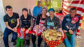 Work in the villages of UZBEKISTAN! Cooking SAMSU with MINT! Country life!