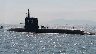 【4K】潜水艦「とうりゅう」⓶引渡式後、海上から船で追ってみた