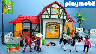 PLAYMOBIL 6926 Horse Farm Unboxing Playing | Playmobil Paardrijclub - YouTube