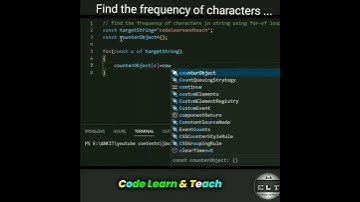 find the frequency of characters in string in JavaScript. #shorts #javascript #es6