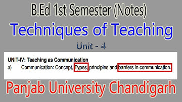 Notes Communication types barriers b.ed 1st technique of teaching panjab University Chandigarh
