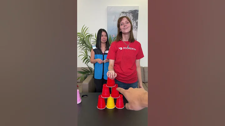 Colleagues play a stacking cups challenge to get money! #shorts