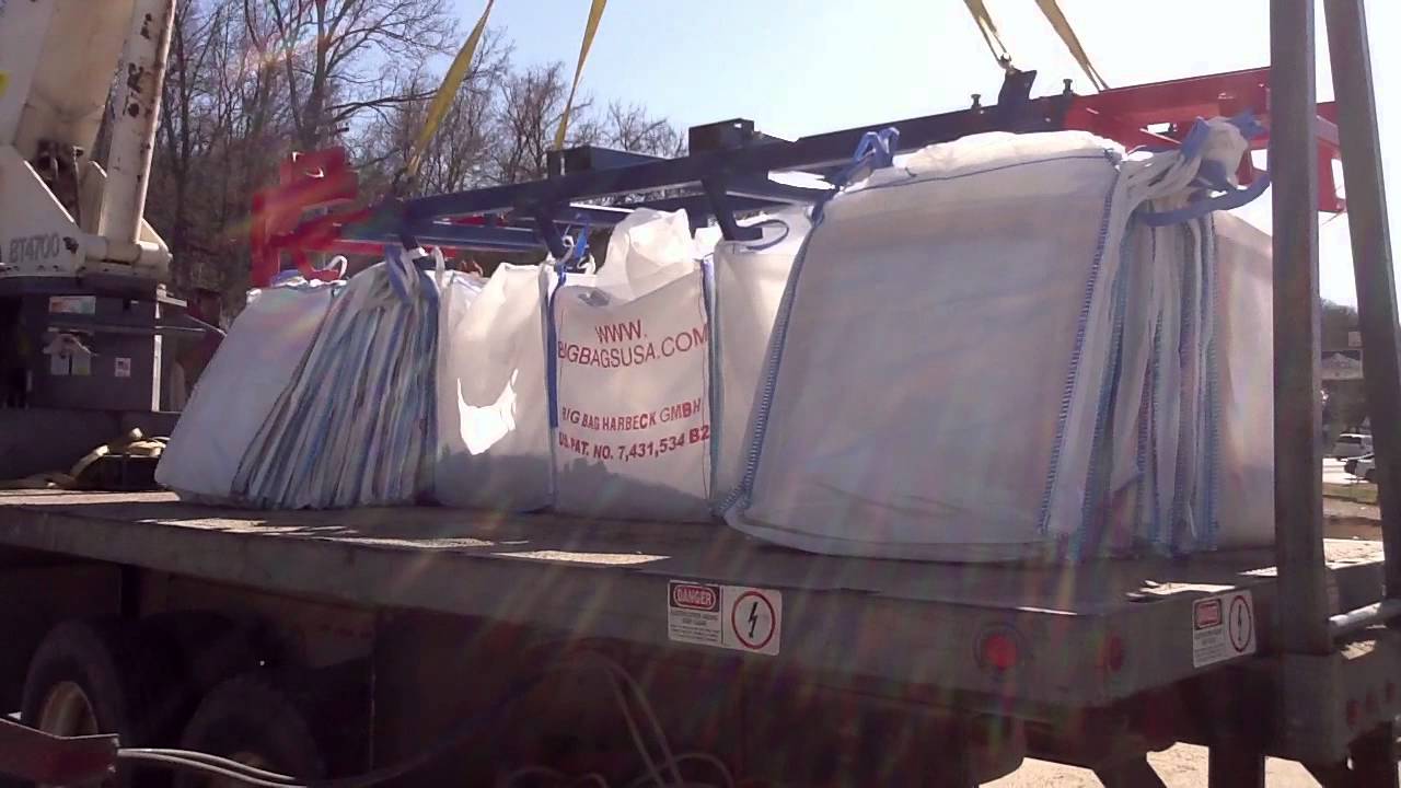 Lowering Big Bags USA® Flood Barrier Systems onto Truck YouTube