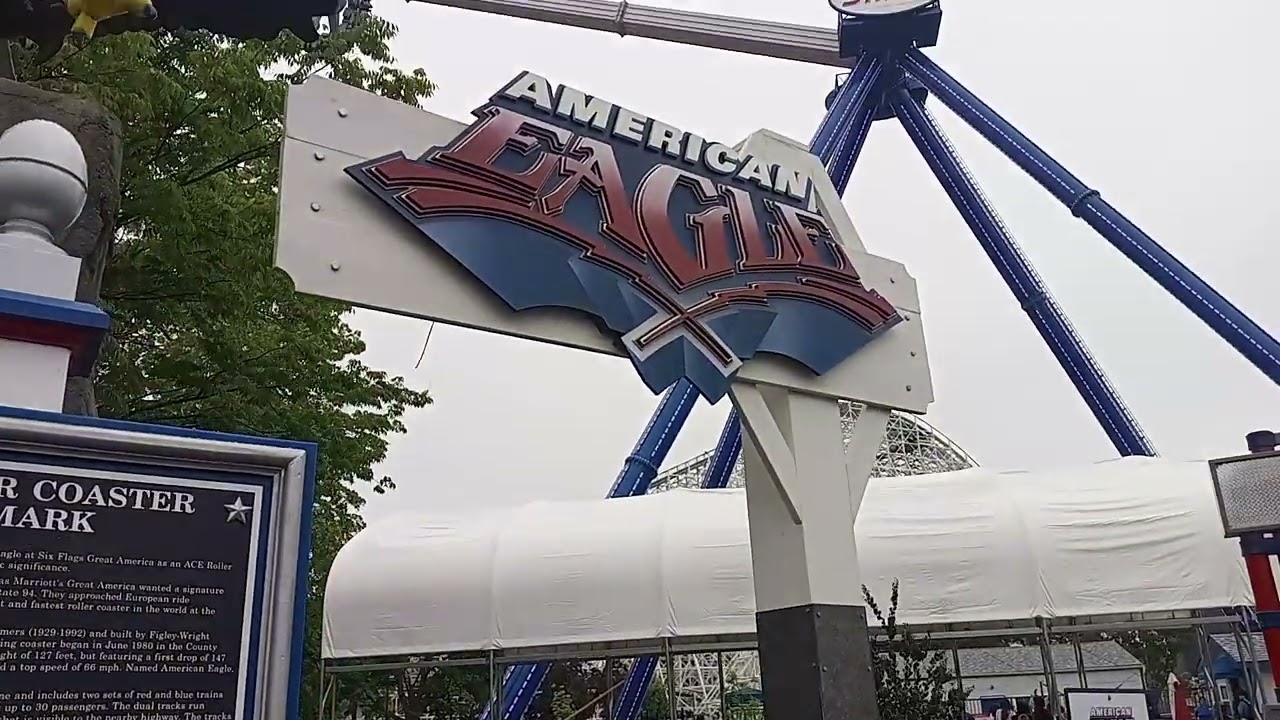 NEW Ace Roller Coaster Landmark Sign In Front of American Eagle Ride SFGAM - Gurnee, IL (June 2025)!
