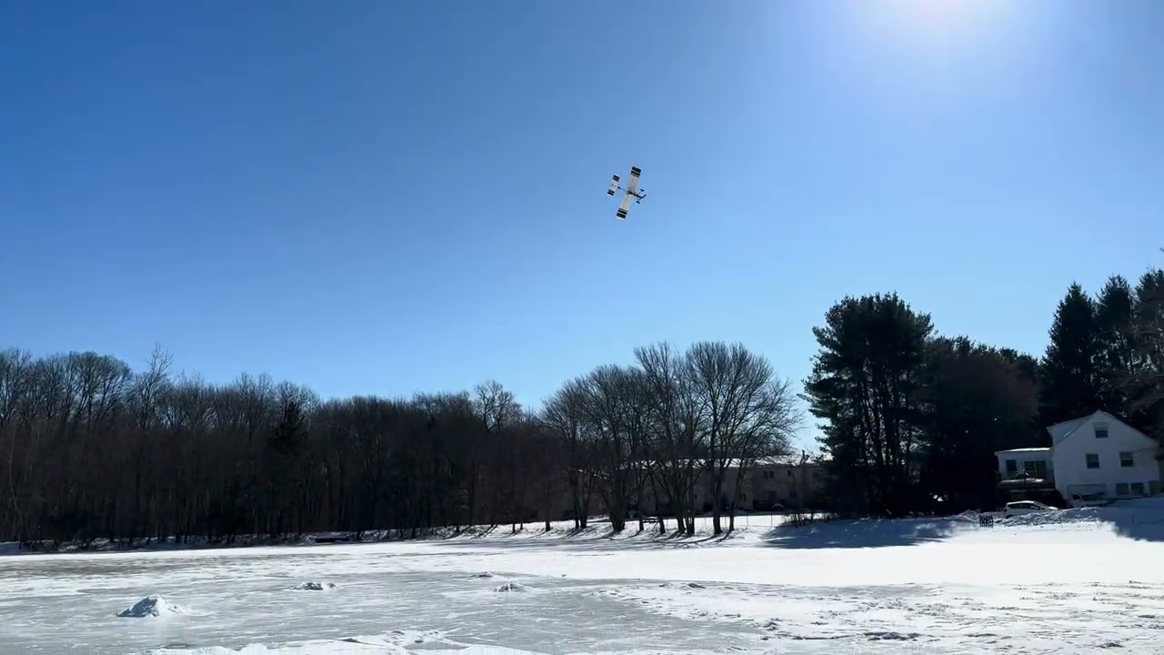 Beautiful morning to fly of a local pond. My friend is flying a Slow Ultra Stick.