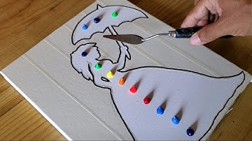 Girl With Umbrella / Double Exposure Painting / Masking Tape Satisfying / Project 100 Days / Day#80