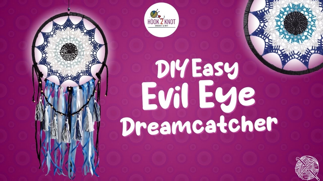 Evil Eye dreamcatcher Style 1 #homedecor #crochet #stepbysteptutorial # ...