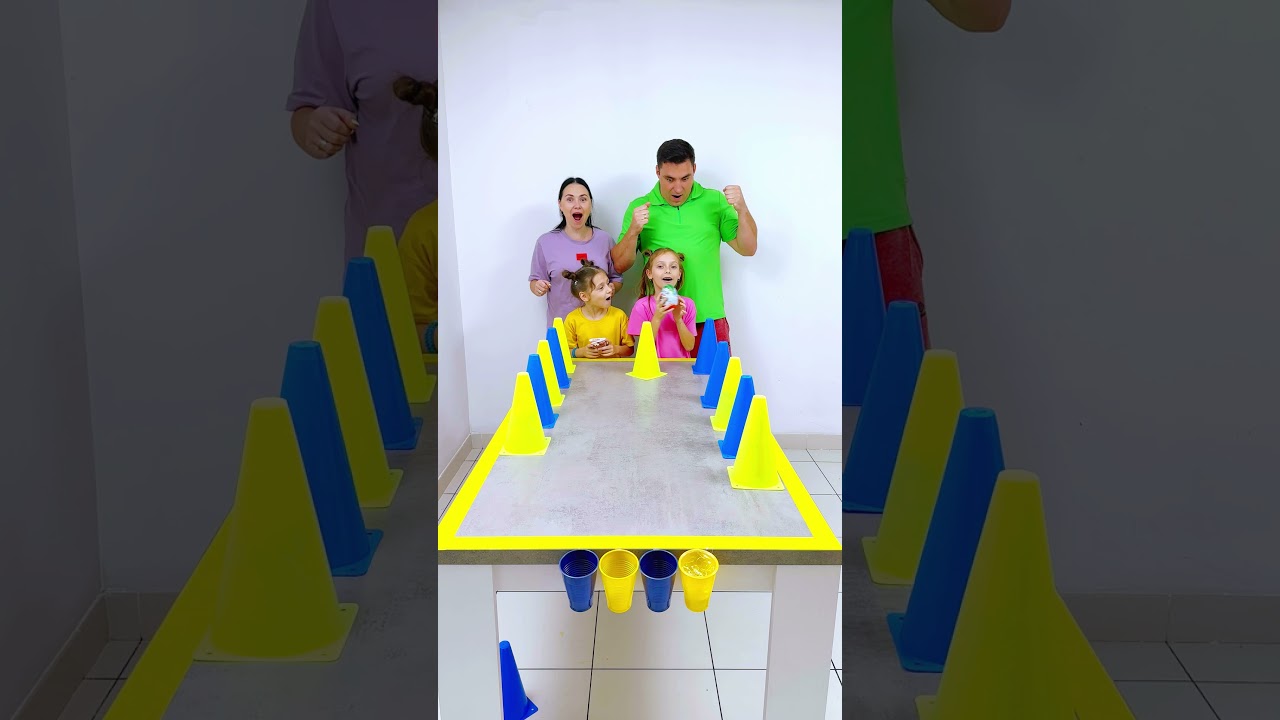 Slide cups with prize challenge #shorts Eva Alisa Family Shorts