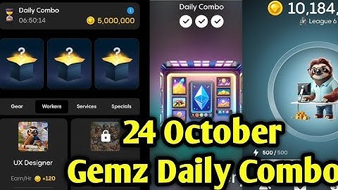 Gemz Daily combo Cards Today | Gemz Daily Combo 24/25 October | Gemz Daily combo 24 October