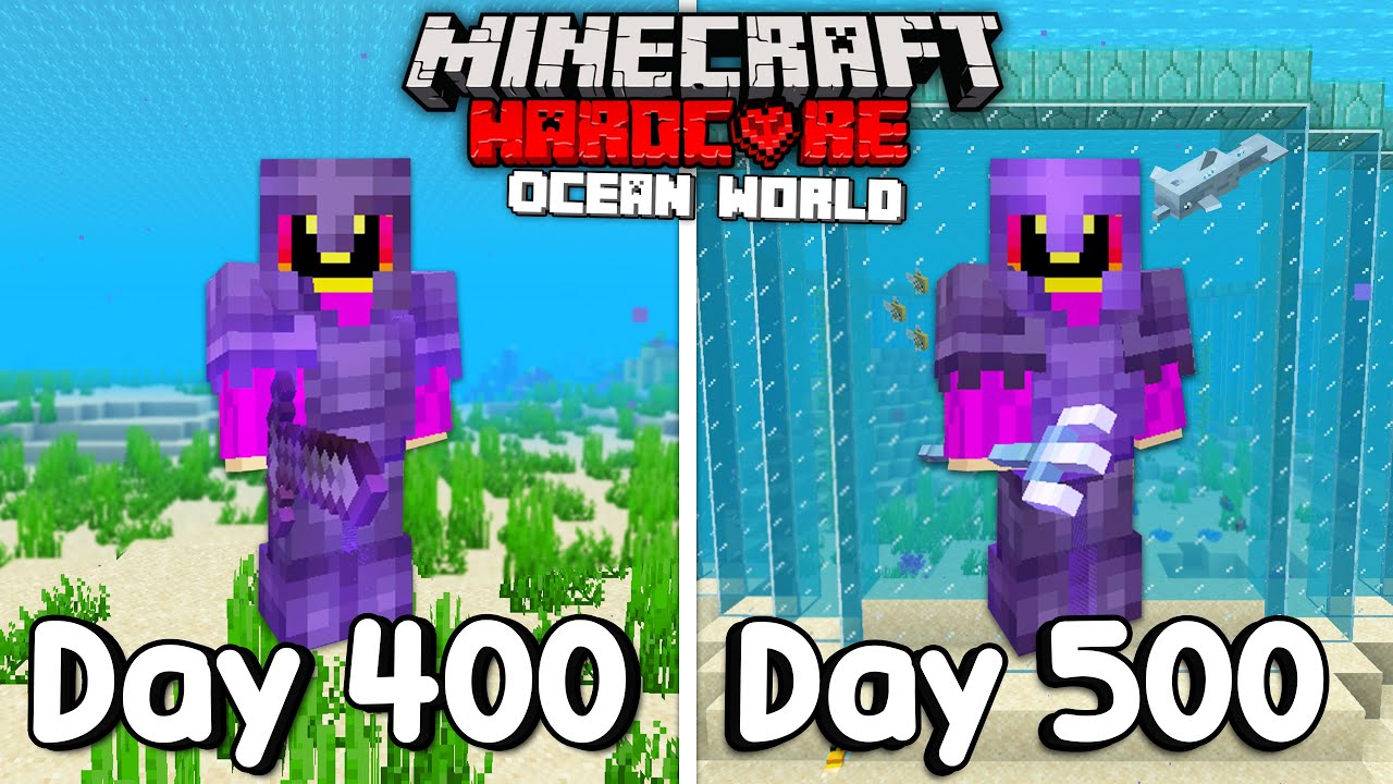 I Survived 500 Days Of Hardcore Minecraft, In an Ocean Only World.