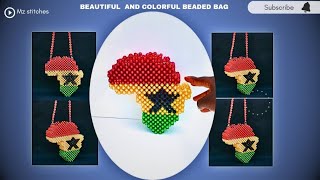 DETAILED way to make the AFRICA MAP Beaded Bag DESIGNED with the Colors of GHANA//DIY Beaded Bag Africa Beadwork Hummer La