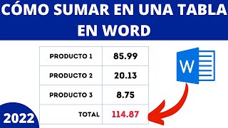 CÓMO SUMAR VALORES EN UNA TABLA DE WORD - 2022 screenshot 4