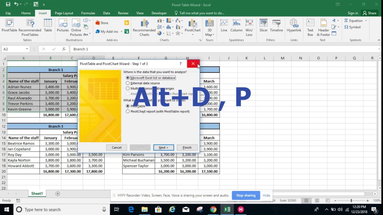 Chart Wizard Excel 2018