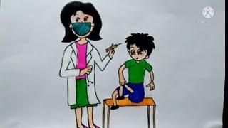 How To Draw A Beautifull Doctor Injection Corona Drawing Rk Drawing