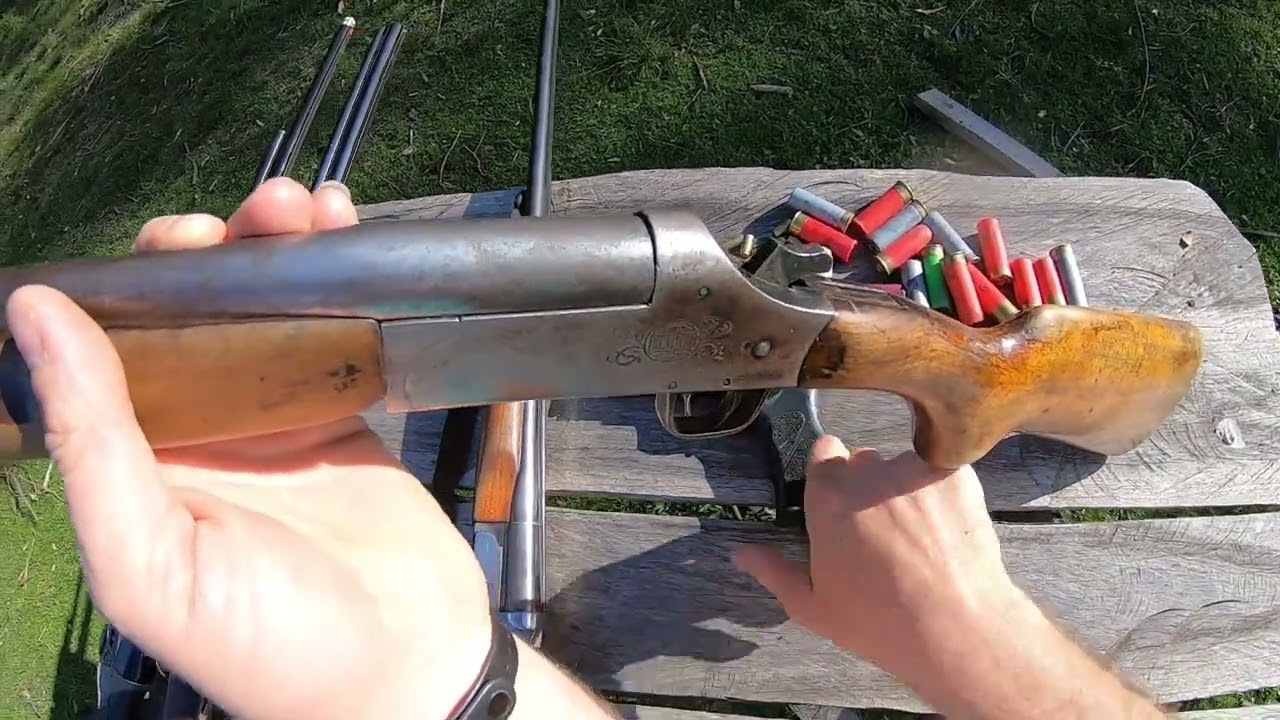 Espingard4 cal 20 boito muito antiga atirando e apresentação