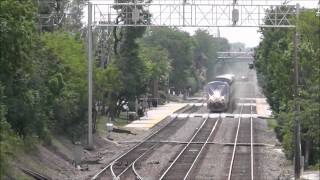 Four Amtrak Trains at Highlands, Hinsdale, Illinois