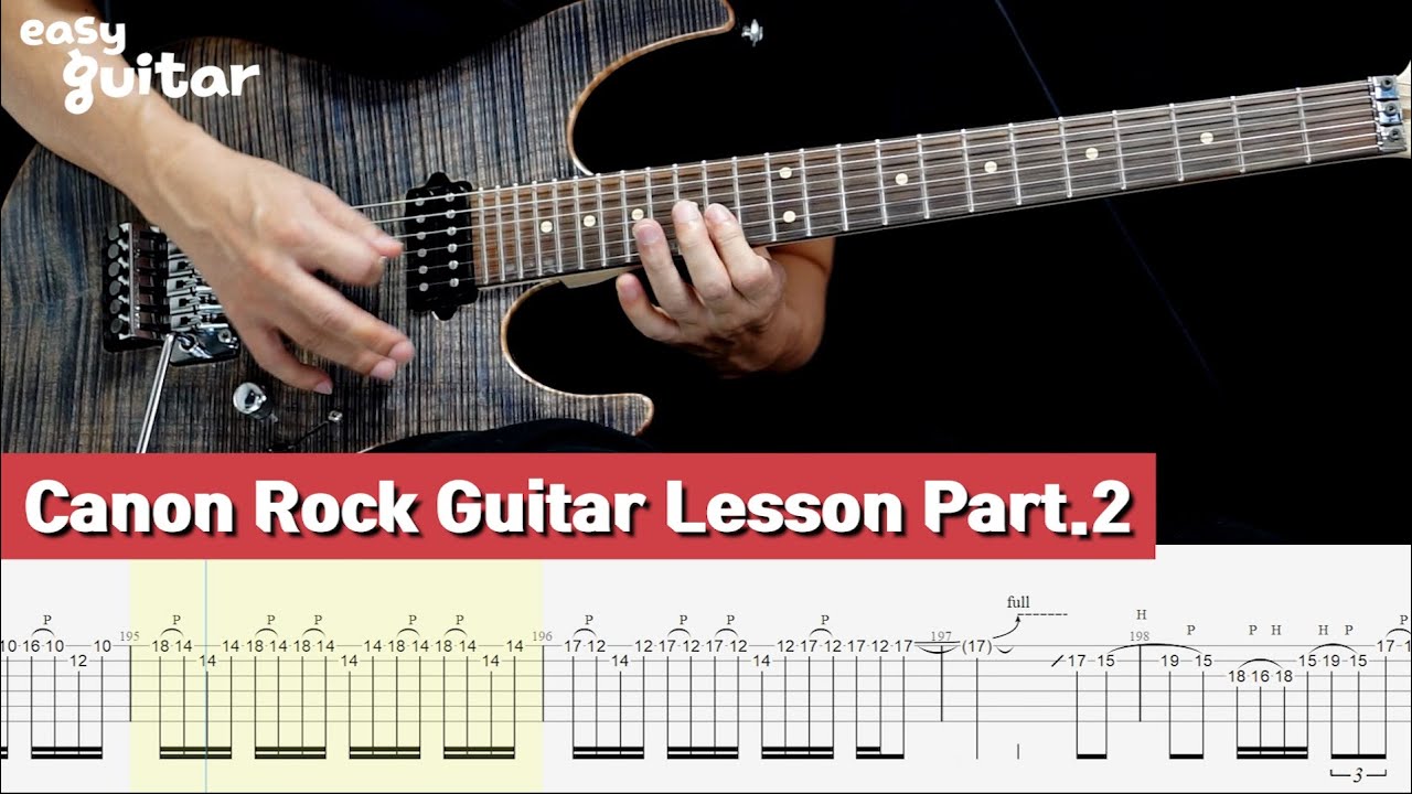 Jerry C   Canon Rock Guitar Lesson with Tab Part2 Slow Tempo 