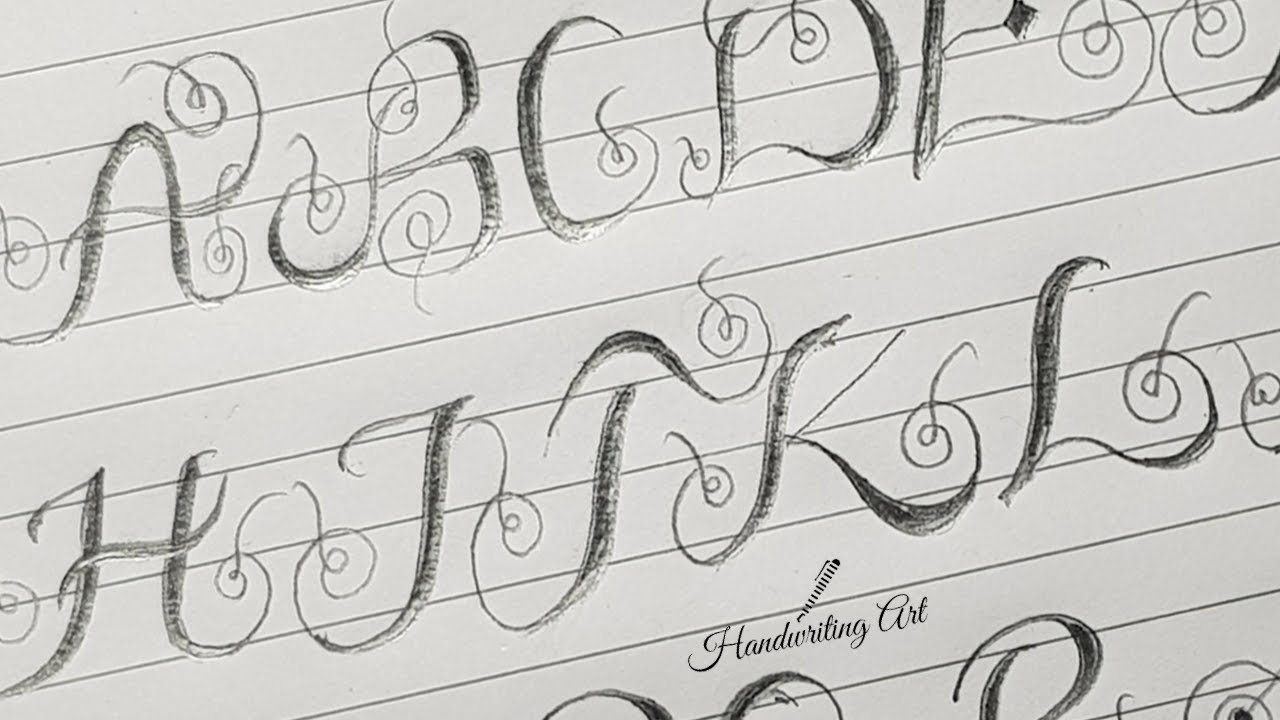 How to write English Capital letters in Cursive Pencil Calligraphy