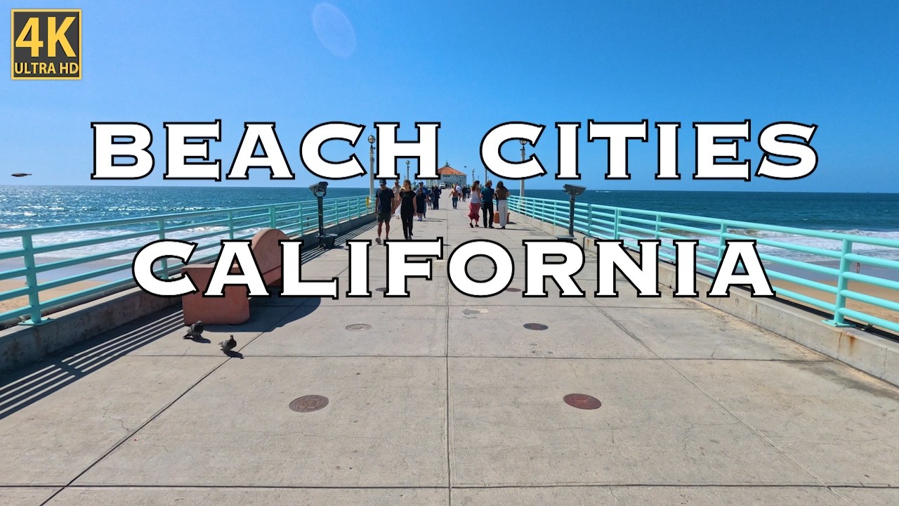 Manhattan Beach Pier to Hermosa Beach Pier, CA, USA | 4K | POV Walk | Virtual Treadmill Travel Vlog