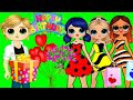 Miraculous Ladybug &amp; Cat Noir Marinette &amp; Adrien &amp;Girlfriend BirtHday Party DIY Paper Dolls &amp; Crafts