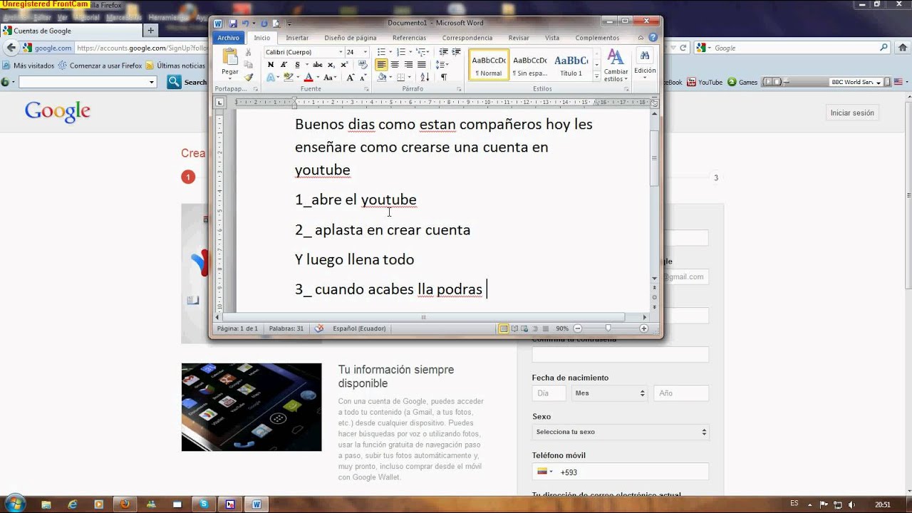 Tutorial como crear una cuenta en youtube - YouTube