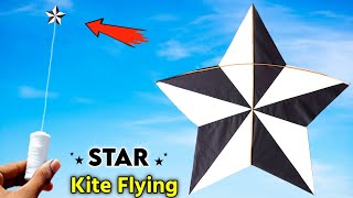How to make a amazing star kite | Flying homemade star kite  🌟  | kite flying