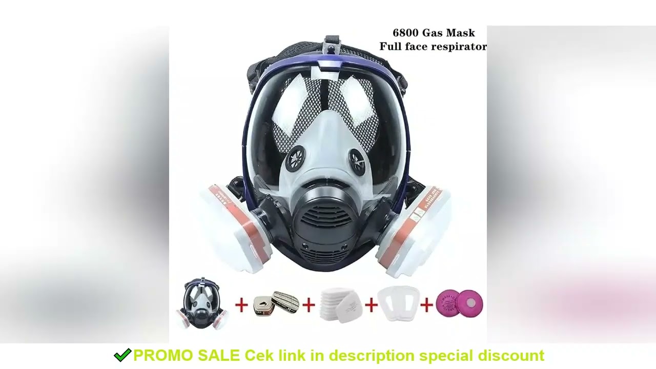 Chemical Gas Mask 6800 Dust Respirator Anti-Fog Full Face Mask Filter For Industrial Acid Gas, Weldi