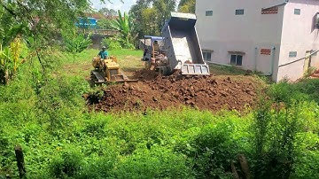 Incredible! Widening Excellent Dozer BD2F Push Forest Village Road Best Cutting Slope Making Road