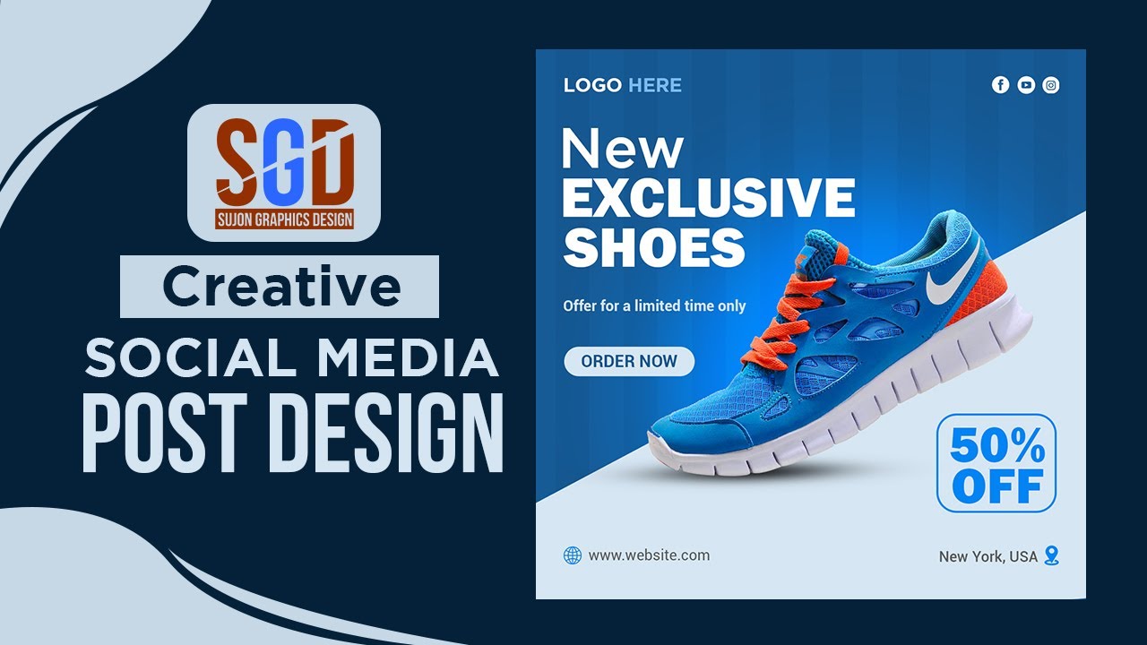 Social media creative post design | promotional shoe poster design | 01 ...
