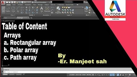 Rectangular array | Path array | Polar array | Array command in autocad