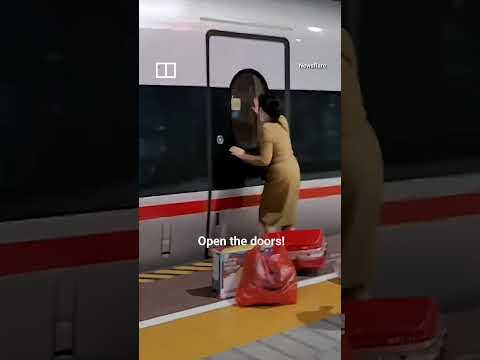 Woman collapses on platform after missing train #shorts