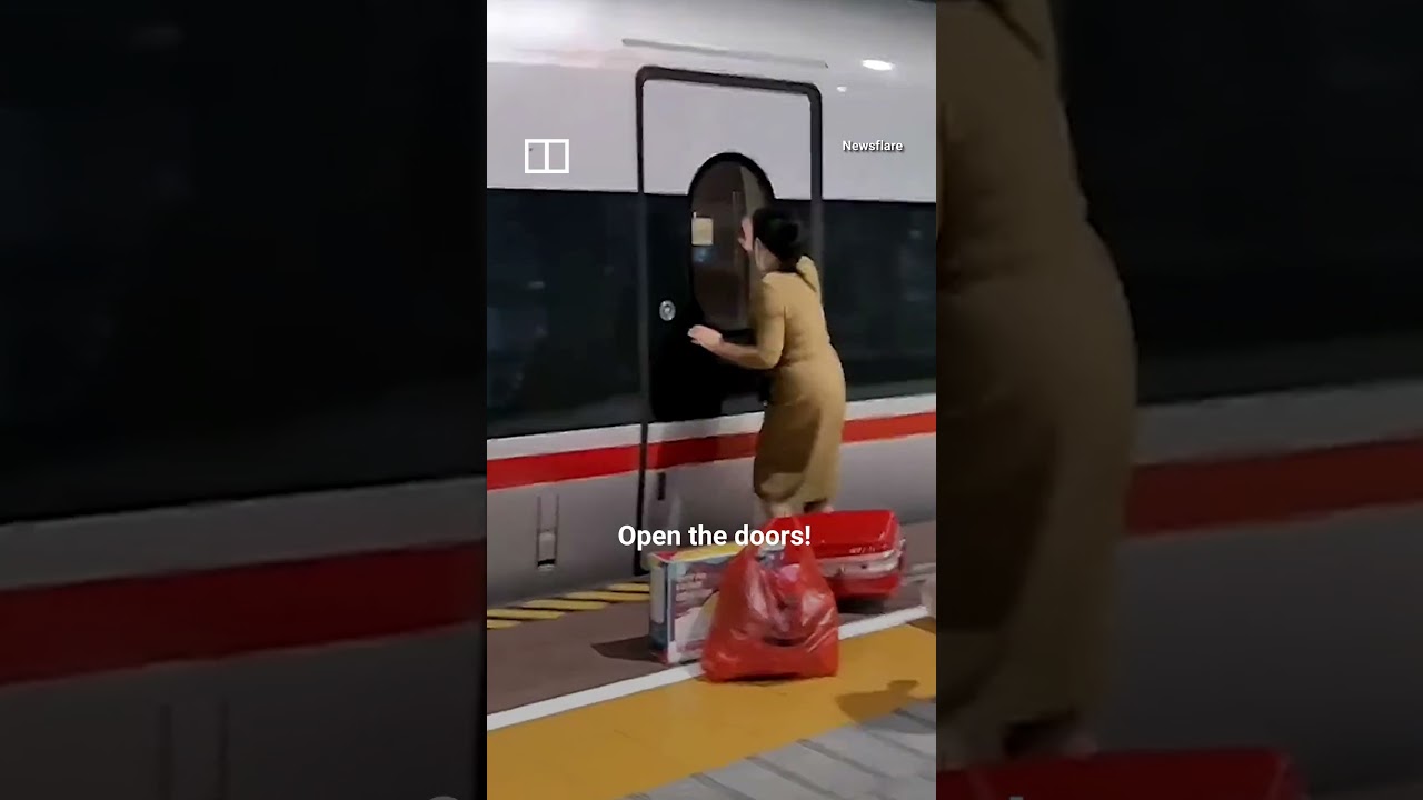 Woman collapses on platform after missing train #shorts