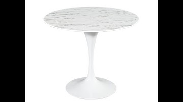 CE-3356 Round Marble Top Breakfast Table with Polished White Tulip Pedestal